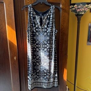 White House Black Market Black Embellished Neckline Sheath Dress